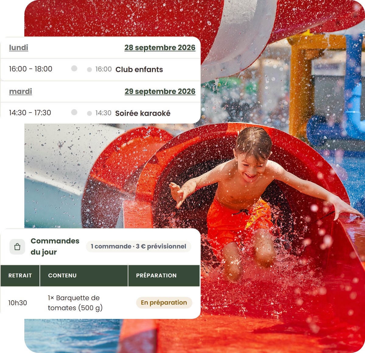 Planning des animations et commande de room service dans Camp’in