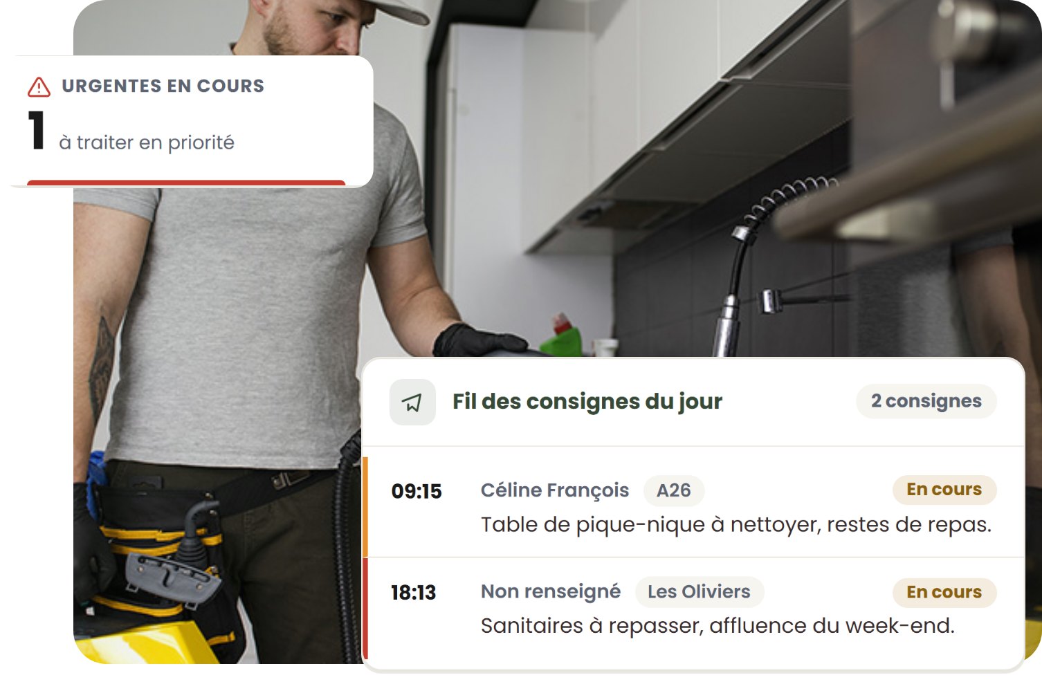 Consignes du jour et urgences de l’équipe dans Camp’in